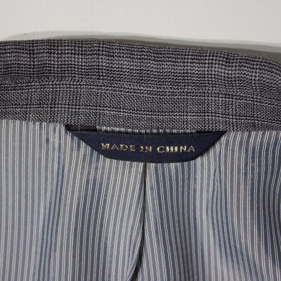 Banana Republic Gray Plaid Blazer Sport Coat 100% Wool Tailored Fit Men Size 42R - Picture 13 of 14